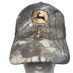 John Deere K Product Hat Cap Snap Back Brown Camo Farmer Farming Seed Adult